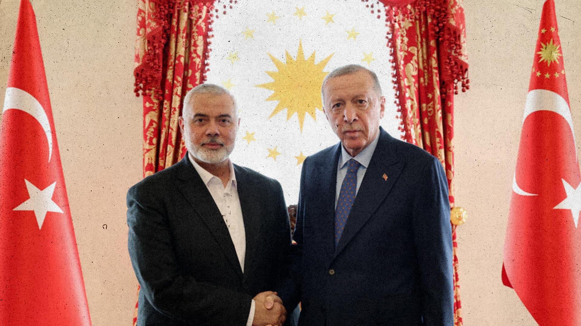 صورة إردوغان يتعهد لهنية تزويد حماس بمختلف أنواع الدعم العاطفي